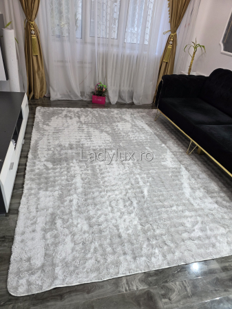 Covor pufos gri deschis 210x270 cm, ce imită blănița de iepure C1343 [1]