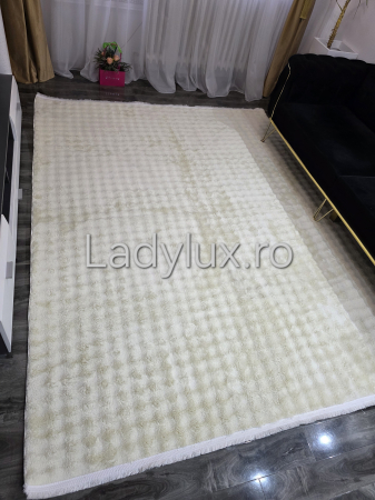 Covor pufos alb unt 210x270 cm, ce imită blănița de iepure C1354 [1]