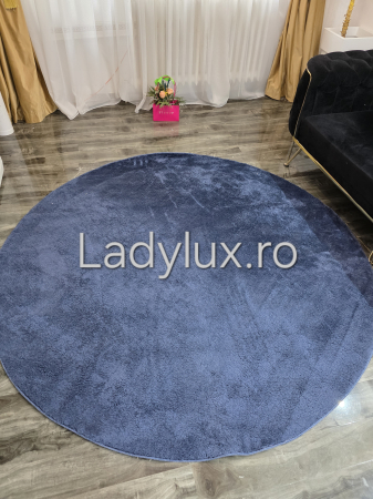 Home&Deco - Covor rotund 2x2 m plusat cu antiderapant- Bleumarin