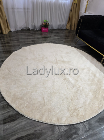Covor rotund 2x2 m plusat cu antiderapant- Bej [1]