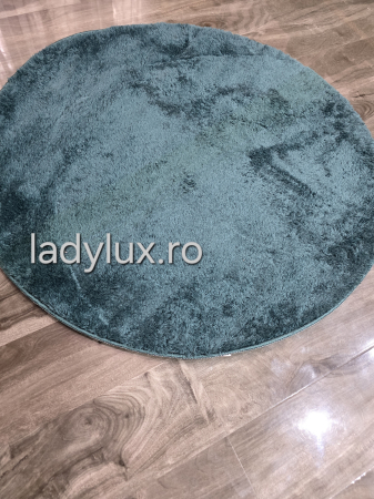 Covoare rotunde - Covor rotund 80 cm plusat cu antiderapant- Verde