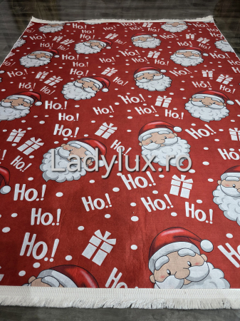 Covoraș subțire antiderapant cu motive de Crăciun – 140x180 cm- Ho Ho Ho [2]