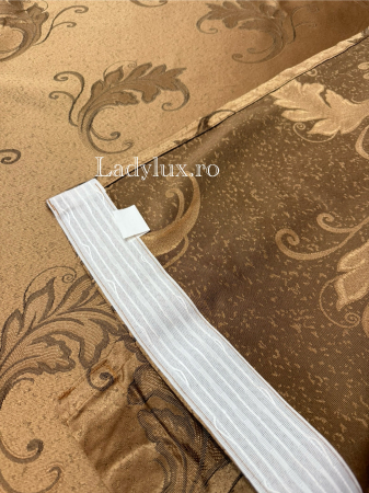 Draperii Gata Cusute cu Rejansă, 3M – 2 Bucăți, de 150cm cu 250 cm inaltime – Model Frunza Maro C1779 [2]