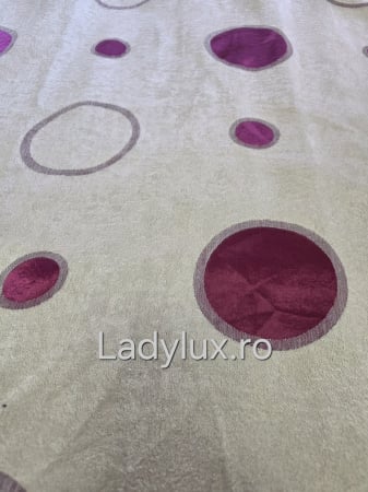 Draperii - Draperii Gata Cusute cu Rejansă, 3M – 2 Bucăți, de 150cm cu 250 cm inaltime – Model Buline Crem-Bordo C1805