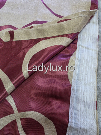 Draperii Gata Cusute cu Rejansă, 3M – 2 Bucăți, de 150cm cu 250 cm inaltime – Model Singn Crem-Bordo C1806 [2]
