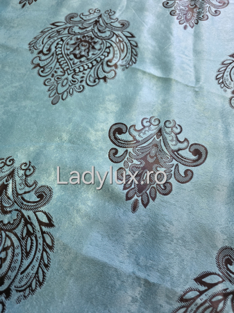 Draperii Gata Cusute cu Rejansă, 3M – 2 Bucăți, de 150cm cu 250 cm inaltime – Model Baroc Turcoaz Inchis C1804 [1]