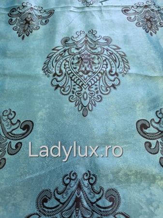 Draperii - Draperii Gata Cusute cu Rejansă, 3M – 2 Bucăți, de 150cm cu 250 cm inaltime – Model Baroc Turcoaz Inchis C1804