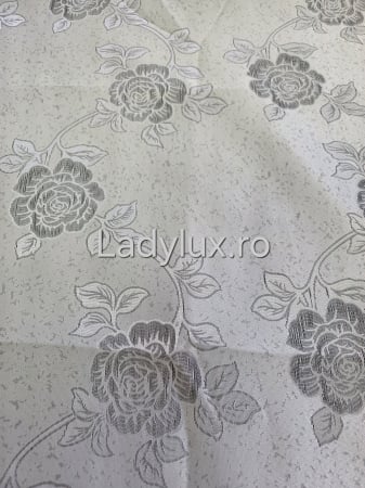 Draperii - Draperii Gata Cusute cu Rejansă, 3M – 2 Bucăți, de 150cm cu 250 cm inaltime – Model Trandafir Silver  C1802