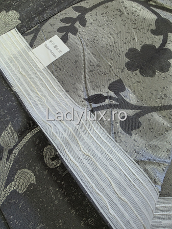 Draperii Gata Cusute cu Rejansă, 3M – 2 Bucăți, de 150cm cu 250 cm inaltime – Model Flori Gri Antracit  C1803 [2]