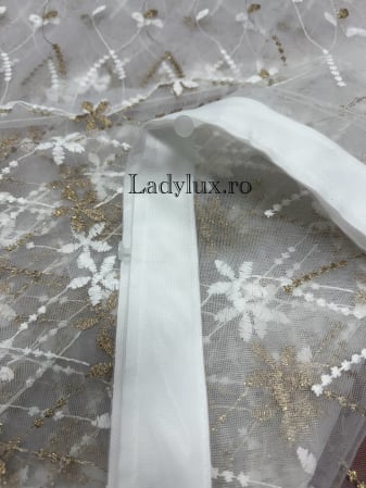 Perdea alba cu broderie Capucino Model Stelute – gata cusuta cu tiv si rejansa - 3M x 2.5h [1]