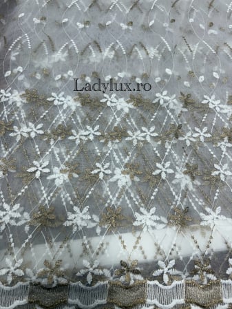 Perdele 3M - Perdea alba cu broderie Capucino Model Stelute – gata cusuta cu tiv si rejansa - 3M x 2.5h