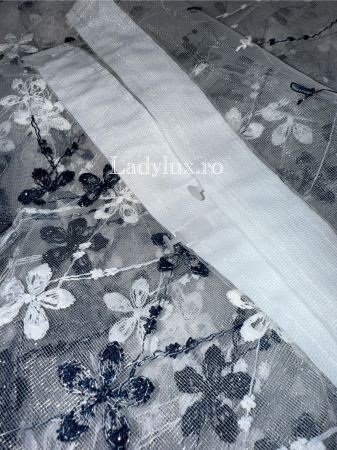 Perdea alba cu broderie Bleomarin cu insertii Model floral– gata cusuta cu tiv si rejansa - rafinament și strălucire discretă [3]