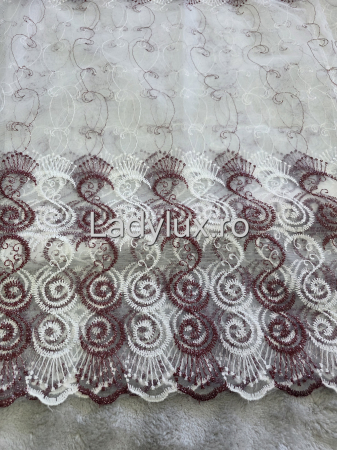 Perdele - Perdea alba cu broderie Bordo S– gata cusuta cu tiv si rejansa - 3M x 2.5h