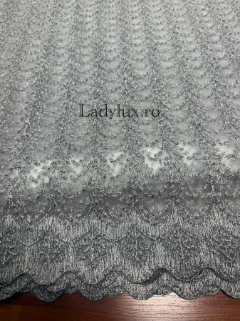 Perdele 3M - Perdea alba cu broderie Silver Antra – gata cusuta cu tiv si rejansa - 3M x 2.5h