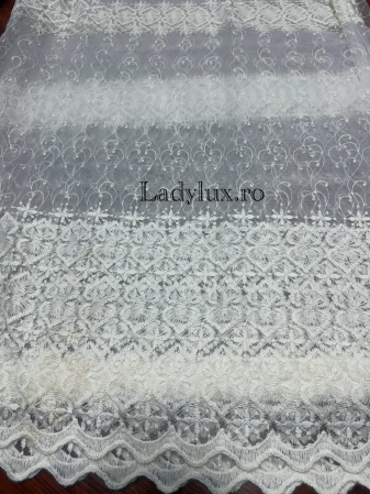 Perdea alba cu broderie Ivoar Model Duo – gata cusuta cu tiv si rejansa - 3M x 2.5h [1]