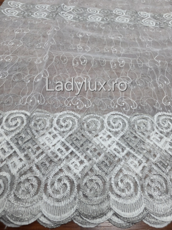 Promotii si oferte! - Perdea Tulle cu Broderie Gri Model SS - Cu Tiv si Rejansa - 3M x 2.5 h