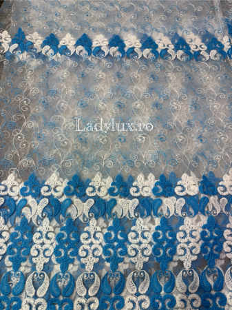 Perdea albă cu broderie Albastra+alb – gata cusuta cu tiv si rejansa - rafinament și strălucire discretă [2]