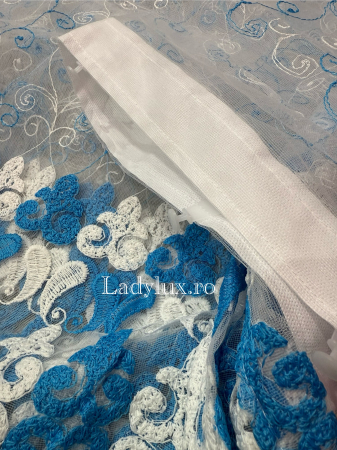 Perdea albă cu broderie Albastra+alb – gata cusuta cu tiv si rejansa - rafinament și strălucire discretă [3]
