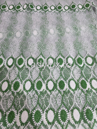 Perdea albă cu Broderie Verde  Model SRS– rafinament și strălucire discretă C1740 [1]