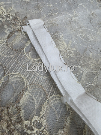 Perdea Crem cu Broderie Maro+Crem cu insertii Model Trif– rafinament și strălucire discretă C1742 [3]