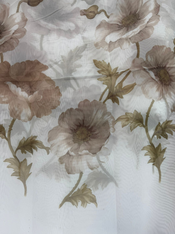 Perdele 4 M - Perdea Voal  Maro+ Vernil    Model  Floral - Cu Tiv si Rejansa - 4M x 2.5h