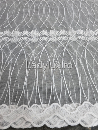 Bucatarie - Perdea Bucătărie Brodată Alba Model Spic  – Gata Cusută cu Tiv și Rejanșă