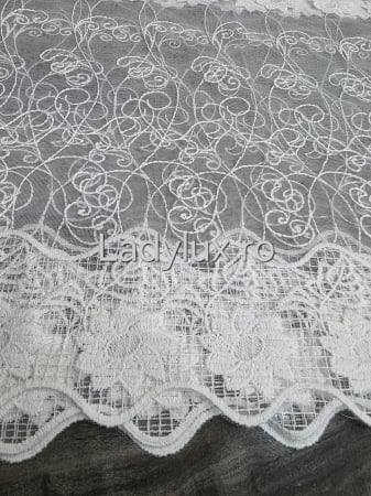 Bucatarie - Perdea Bucătărie Brodată Alba Model Margareta  – Gata Cusută cu Tiv și Rejanșă