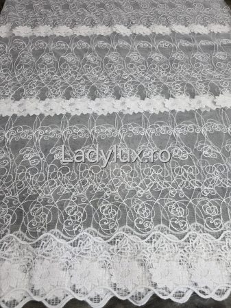 Perdea Bucătărie Brodată Alba Model Margareta  – Gata Cusută cu Tiv și Rejanșă [1]