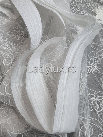 Perdea Bucătărie Brodată Alba Model Margareta  – Gata Cusută cu Tiv și Rejanșă [2]