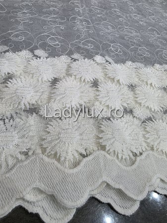 Perdea Bucătărie Brodată Model Margarete Ivoar  – Gata Cusută cu Tiv și Rejanșă [2]