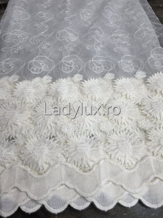 Bucatarie - Perdea Bucătărie Brodată Model Margarete Ivoar  – Gata Cusută cu Tiv și Rejanșă