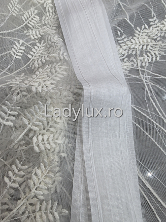 Perdea Bucătărie Brodată Model Spic Ivoar  – Gata Cusută cu Tiv și Rejanșă [2]