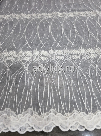 Bucatarie - Perdea Bucătărie Brodată Model Spic Ivoar  – Gata Cusută cu Tiv și Rejanșă