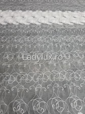 Perdea Bucătărie Brodată Alba Model Margarete  – Gata Cusută cu Tiv și Rejanșă [1]