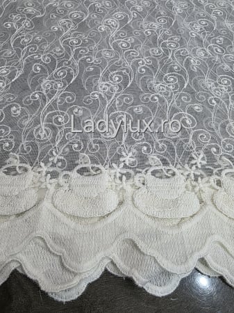 Bucatarie - Perdea Bucătărie Brodată Model Ceasca de cafea Ivoar  – Gata Cusută cu Tiv și Rejanșă