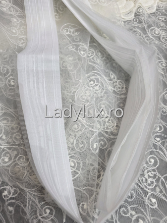 Perdea Bucătărie Brodată Model Ceasca de cafea Ivoar  – Gata Cusută cu Tiv și Rejanșă [2]