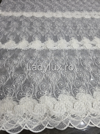 Bucatarie - Perdea Bucătărie Brodată Model Ananas Ivoar  – Gata Cusută cu Tiv și Rejanșă