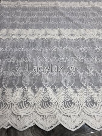 Bucatarie - Perdea Bucătărie Brodată Model Spice Ivoar  – Gata Cusută cu Tiv și Rejanșă