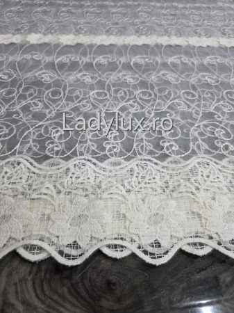 Bucatarie - Perdea Bucătărie Brodată Model Margareta Ivoar  – Gata Cusută cu Tiv și Rejanșă