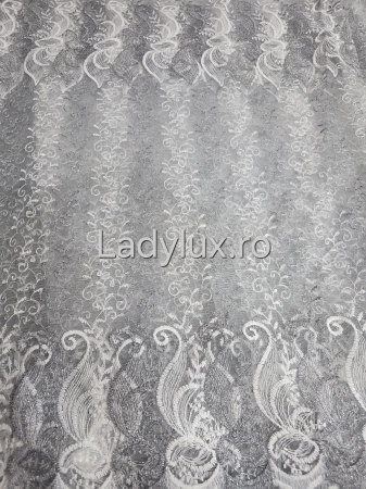Perdea Alba cu Broderie Gri+alb cu insertii Model SS– rafinament și strălucire discretă C1750 [1]