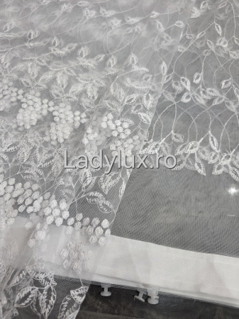 Perdea Alba cu Broderie Alba Model Ciorchine– rafinament și strălucire discretă C1751 [2]