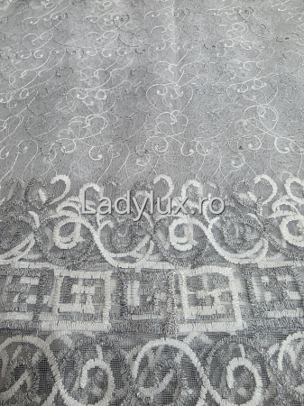 Perdea alba cu Broderie Gri+alb cu insertii Model VRS– rafinament și strălucire discretă C1746 [2]