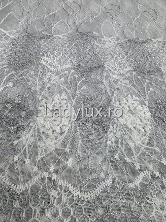 Perdea alba cu Broderie Gri+alb cu insertii Model Floare S– rafinament și strălucire discretă C1743 [1]