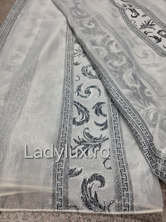 Perdea din mătase Jacquard, 4 m lungime, 2.7–2.8 m înălțime, gata cusută- Gri VRS [3]