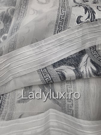 Perdea din mătase Jacquard, 4 m lungime, 2.7–2.8 m înălțime, gata cusută- Gri VRS [2]