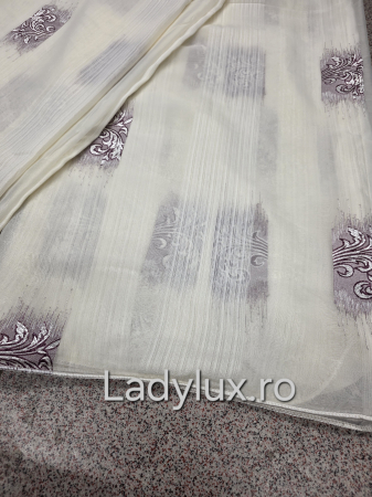 Perdea din mătase Jacquard, 4 m lungime, 2.7–2.8 m înălțime, gata cusută- Floare Bordo [2]