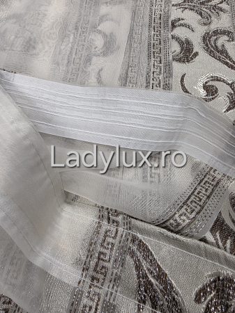 Perdea din mătase Jacquard, 4 m lungime, 2.7–2.8 m înălțime, gata cusută- Maro VRS [2]