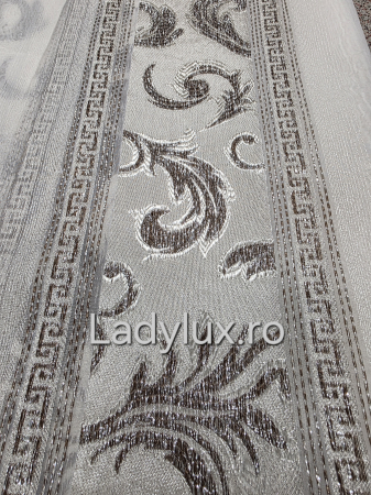 Perdele 4 M - Perdea din mătase Jacquard, 4 m lungime, 2.7–2.8 m înălțime, gata cusută- Maro VRS