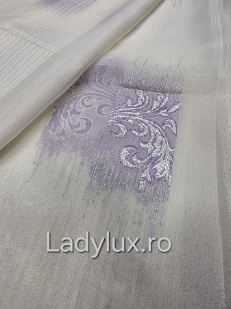 Perdea din mătase Jacquard, 4 m lungime, 2.7–2.8 m înălțime, gata cusută- Floare Mov [3]