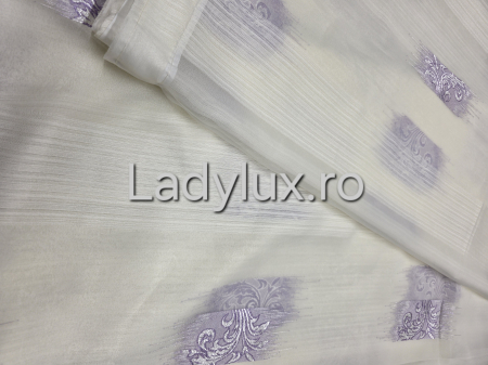 Perdea din mătase Jacquard, 4 m lungime, 2.7–2.8 m înălțime, gata cusută- Floare Mov [1]